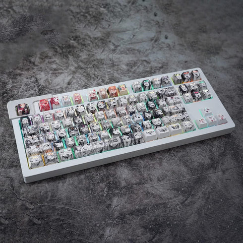 Gliging Translucent Keycaps PBT Dye Sublimation OEM Profile 108 Keycap Set Japanese Anime Keycap Keyset with Puller for Cherry Mx Gateron Kailh Sw...