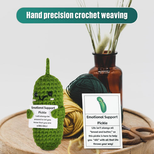 Emotional Support Pickled Cucumber Gift,Handmade Emotional Support Pickle Cucumber, Cute positive pickle Crochet Knitting Doll Ornaments, Funny Re...