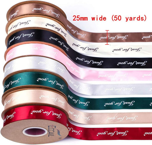 Ribbon for Crafts -Wholesale Bulk 50 Yard 1Inch Just for You Grosgrain Fabric RibbonFor Gift Package Wrapping Floral Design Hair Bow Clip Accessor...