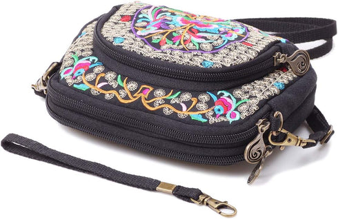 SILKAREA Embroidered Cute Mini Crossbody Bag for Women Small Handbags Wristlet Wallet Bag Cell-phone Pouch Coin Purse...