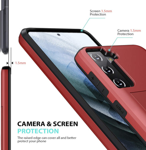 ZUSLAB Wallet Case Compatible with Samsung Galaxy S21 5G Phone Case with Card Holder Shockproof Anti Scratch Bumper Cover with Screen Protector[x2...