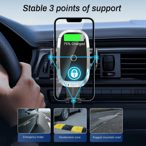 Aukvite Wireless Car Charger Mount, Phone Mount for Car Wireless Charger for iPhone 14/13/12 Series, Air Vent Phone Holder for Car Compatible with...