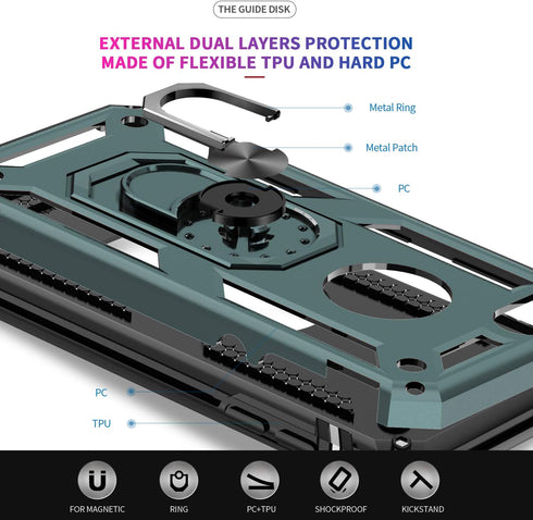 LeYi Compatible for iPhone 8, 7, 6s, 6 Case with 2 Pack Tempered Glass Screen Protector, Military-Grade Phone Case with Ring Kickstand for iPhone ...