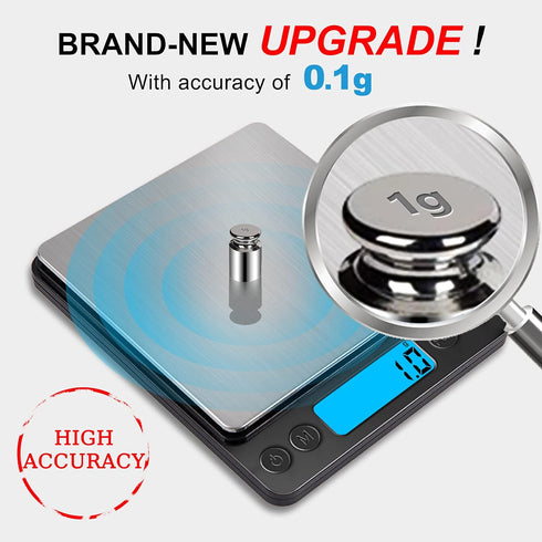 Digital Food Kitchen Scale Upgraded, YONCON 3000g/0.1g High Accuracy Mini Pocket Scale Measures in Grams and oz for Cooking, Baking, Jewelry, Tare...