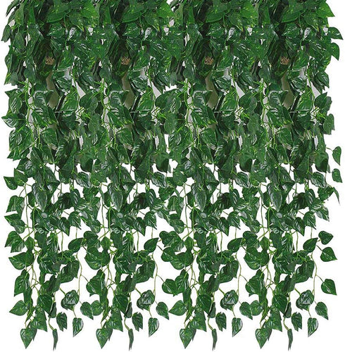 Kalolary Scindapsus Artificial Ivy Garland 84 Feet 12 Strands Leaves Vine Green Plants Garland Hanging Fake Plants Canvas Background Wedding Arch ...
