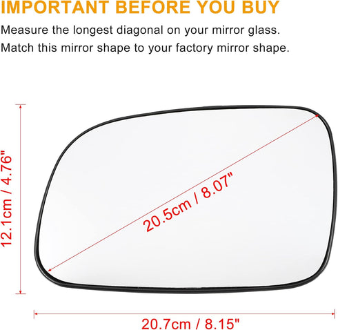 X AUTOHAUX Car Rearview Left Driver Side Heated Mirror Glass Replacement W/Backing Plate for Jeep Grand Cherokee 1999-2004...