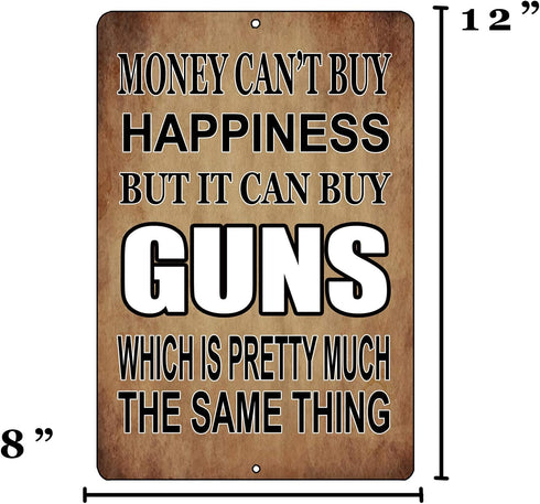 Rogue River Tactical Funny Pro Gun Metal Tin Sign, 12x8 Inch, Wall Décor - Man Cave Bar Money Happiness Guns...