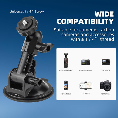 Pocket 3 Suction Cup Mount, Windshield Window Dash Holder Kit with Expansion Adapter for Insta360 X3 X4 X2 Go 3S for GoPro Max Mini Hero 12 11 10 ...