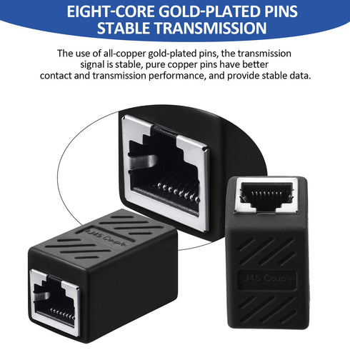 Frienda 10 Pieces RJ45 Coupler, Ethernet Extension Adapter Network Connector for Cat7/Cat6/Cat5e/Cat5 Ethernet Network Cable Coupler Female to Fem...