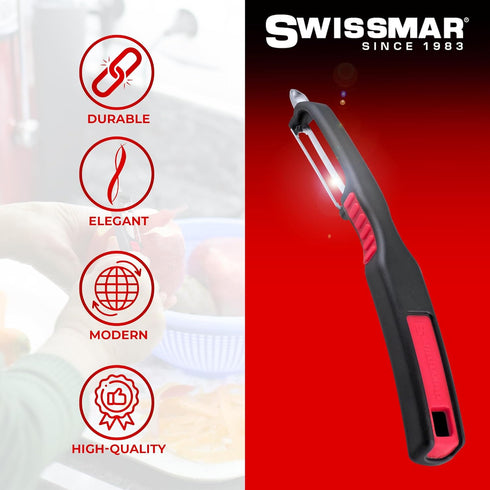 Swissmar Swiss Non-Slip Double Edge Straight Peeler - Easy-Grip Stainless Steel Peeler - Versatile Kitchen Tool, Ideal for Potato Peeler, Veggie P...