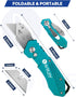 BIBURY Utility Knife, Heavy Duty Folding Box Cutter, Pocket Carpet Cutter Knife with 10 Extra SK5 Stainless Steel Blades, Easy Release Button, Bel...