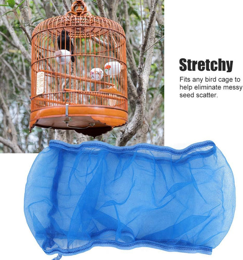 2Pcs Bird Cage Cover Seed Catcher Birdcage Lightweight Soft Airy Polyester Mesh Cover Skirt Guard Universal Parrots Cage Accessories 26.0-52.0Inx6...