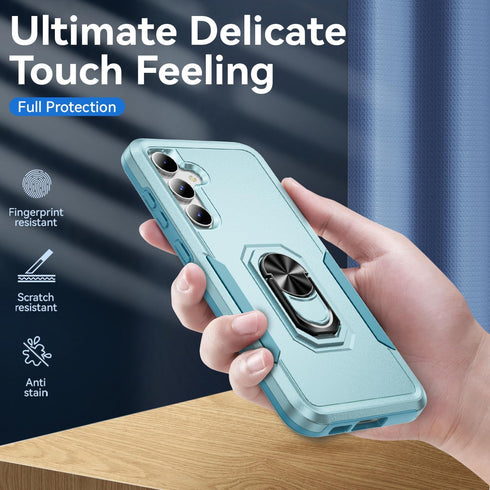 SunRemex for Samsung Galaxy S23 FE Case with HD Screen Protector,Samsung S23 FE Phone Case Built in Rotatable Metal Ring Holder Kickstand for Sams...