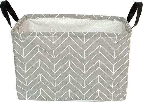 Rectangular Storage Bin Shelf Basket Canvas Fabric Toy Box,Waterproof Coating Nursery Hamper with Handles,Gift Basket for Home,Office,Clothes,Book...