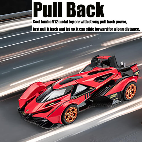 Toy Cars Lambo V12 Race Car Toys Model Car 1/32 Die-cast Pull Back Collectible Model with Sound and Light Toy Vehicle for 3+Year Old Boys Festival...