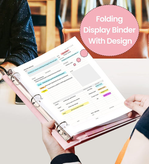 3 Ring Binder 1 Inch, SUNEE Cute Binder with 2 Pockets, Decorative Pink Marble Three Ring Binder Heavy Duty (Fit 8.5x11 Inches) for School Supplie...
