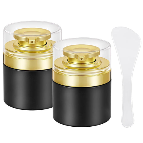Airless Pump Jars, 2-Pack 1.7 Oz Empty Moisturizer Pump Dispensers, Refillable LeakProof Vacuum Cosmetic Containers, Travel Airless Pump Bottles f...