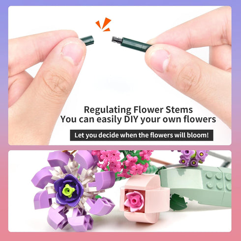 Mini Bricks Flower Bouquet Building Set, Artificial Flowers DIY Unique Decoration Home 547 Pcs Botanical Collection for Couples Women Wife Girl...