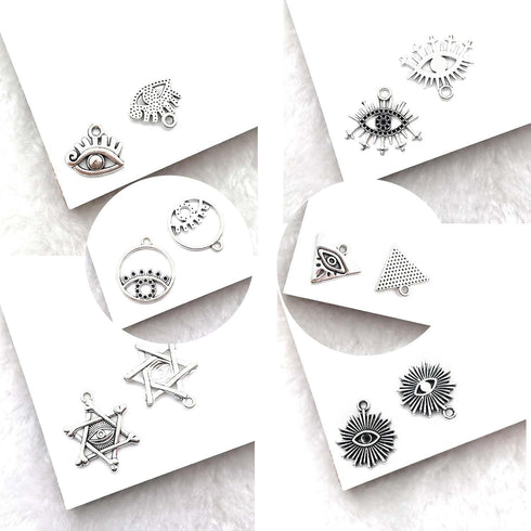 12Pieces All kinds of Vintage Silver Plated Eye of Horus Pendant DIY for Earrings Necklace Bracelet Jewelry Making and Crafting Supplies...