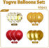 60 Pieces Balloons Red and Gold, 12 Inch Ruby Red Metallic Chrome Gold Pearl Gold Confetti Latex Balloons, Retro Red Gold Party Balloons for Weddi...