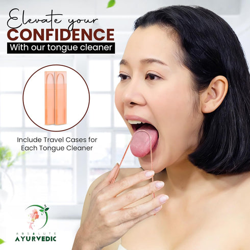 Tongue Scraper Cleaner With Copper Metal | Dentist Recommended Tongue Cleaner For Oral Health and Fresh Breath | Oral Hygiene Kit For Adults | Pac...