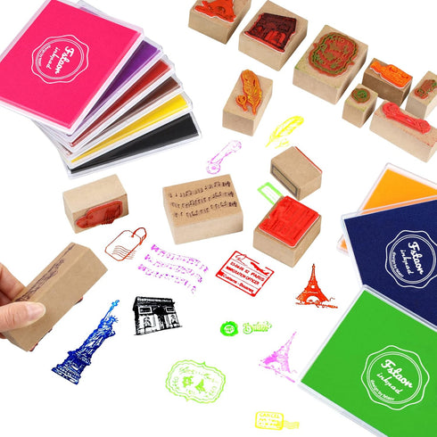 Fstaor Permanent Large Red Ink Pad for Rubber Stamps, 5x4 inch Non-Toxic Safe Stamp Pads for Kids Paper Wood Fabric (Red)...