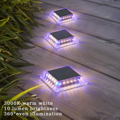 Solar Deck Lights Outdoor, IP68 Waterproof Solar Step Lights, Solar Powered Driveway Lights, Natural White 4000K LED Solar Lights, Stick on Garden...
