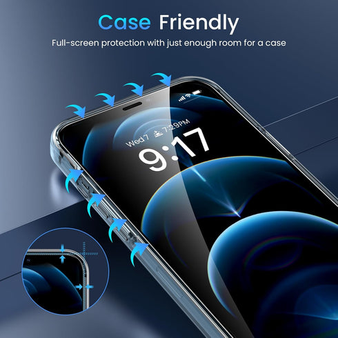 Fotbor [3+3 Pack for iPhone 12 Pro Max Screen Protector with Camera Lens Protector, Tempered Glass Shatterproof Easy Installation Frame, HD Clear ...