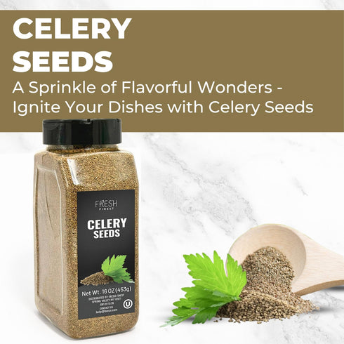 Fresh Finest Premium Celery Seeds - Vegan, Kosher, Seeds - Great for Salads, Soups, Curries, Seasoning Pickles and Vegetables - 453G(15.97oz)...