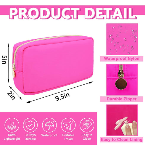 Waterproof Small Makeup Bag Pouch for Purse,Nylon Travel Toiletry Storage Bag Cute Preppy Cosmetic Bag for Women Girl,Waterproof Makeup Organizer ...