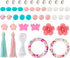 Elecrelive Silicone Beadable Rings Making Kits 65mm Round Silicone Bead Loop with 2 Hole & Flower Silicone Focal Beads Tassels for Key Chain Car P...