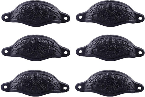 Renovators Supply Manufacturing Cabinet Handles 4.5 in. Black Wrought Iron Cabinet Knobs, Drawer Pulls with Mounting Hardware Pack of 6...