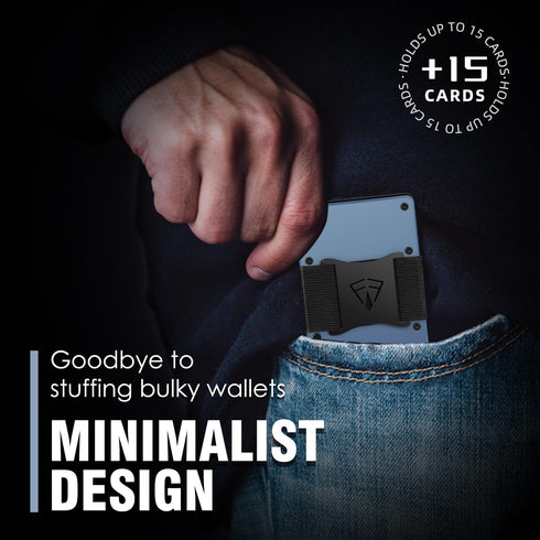 Wallet with Cash Strap - Slim Minimalist Wallet for Men - Up to 15 Credit Card Holder - Mens Slim Wallet with RFID Blocking - Ideal Gifts for Men ...