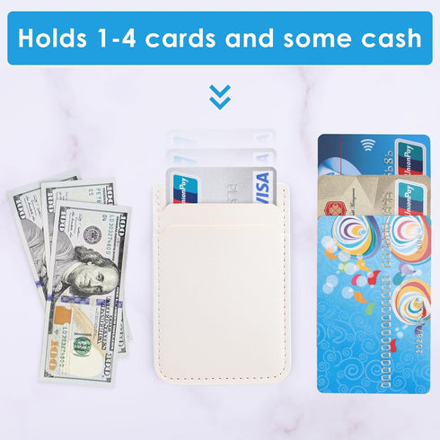 Phone Wallet Stick on,3Pack Phone Card Holder for Phone Case, Leather Credit Card Sticky Wallet Double Pocket Sticker Back of iPhone, Android, Sam...