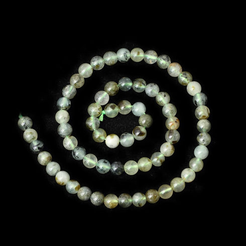 60PCS 6mm Natural Prehnite Gemstone Smooth Surface Round Loose Beads for Jewelry Making 1 String 15 Inches...