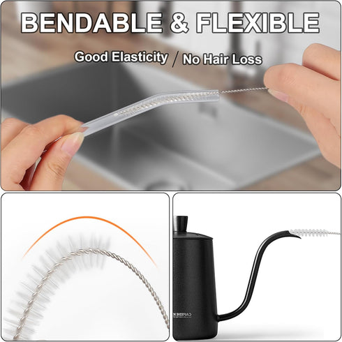Straw Cleaner Brush Set, 12-Piece 11.8 Inch Long Botthle Cleaning Brush, Nylon Tube Brush Kit for Straws on Tumbler, Water Bottle, Sippy Cup and P...