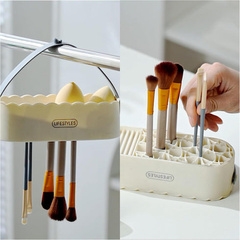 Makeup Brush Cleaner 3 in 1, Sponge and Make Up Brush Dryer, Makeup Tools Cleaning Box white...