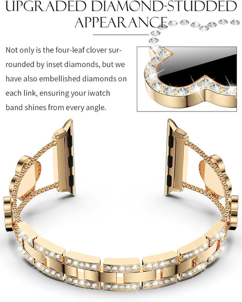 CTYBB Bling Womens Band Compatible with Apple Watch Band 40mm 41mm 38mm Series 9 8 7 6 5 4 3 2 1 SE, Sparkle Diamond Replacement Bracelet Wristban...