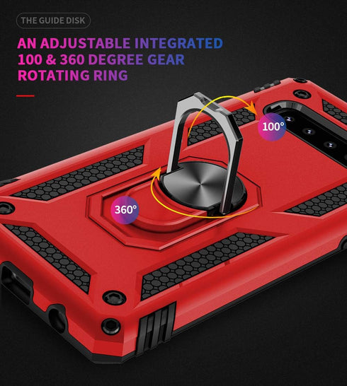 Military Grade Drop Impact for Samsung Galaxy S10 Plus Case 360 Metal Rotating Ring Kickstand Holder Built-in Magnetic Car Mount Armor Shockproof ...