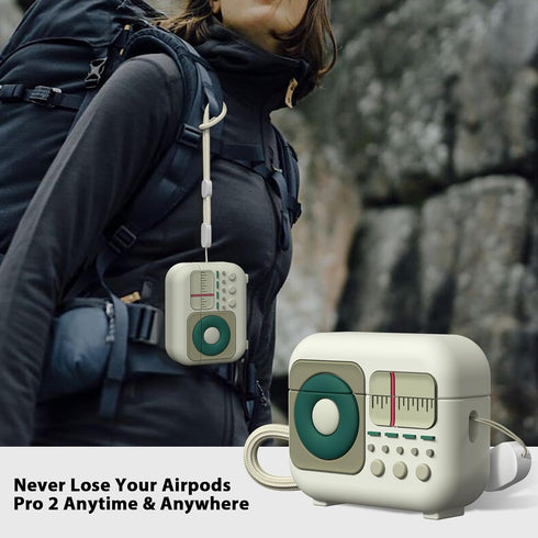 AIRSPO AirPods Pro 2nd Generation Case Cover with Cleaner Kit, Cute Radio Design Soft Silicone iPod Pro 2 Shock-Absorbing Protective Cover for App...
