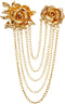 Knighthood Brooch Pin Elegant Gold Rose with Hanging Chains Formal Executive Lapel Pin Accessories for Men Women...