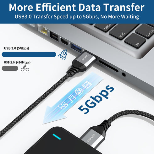 QianLink USB to USB Cable, (6.6ft) 5 Gbps USB 3.0 A to A Male Cable, USB Male to Male Cable Double End USB Cord Compatible for Hard Drive Enclosur...