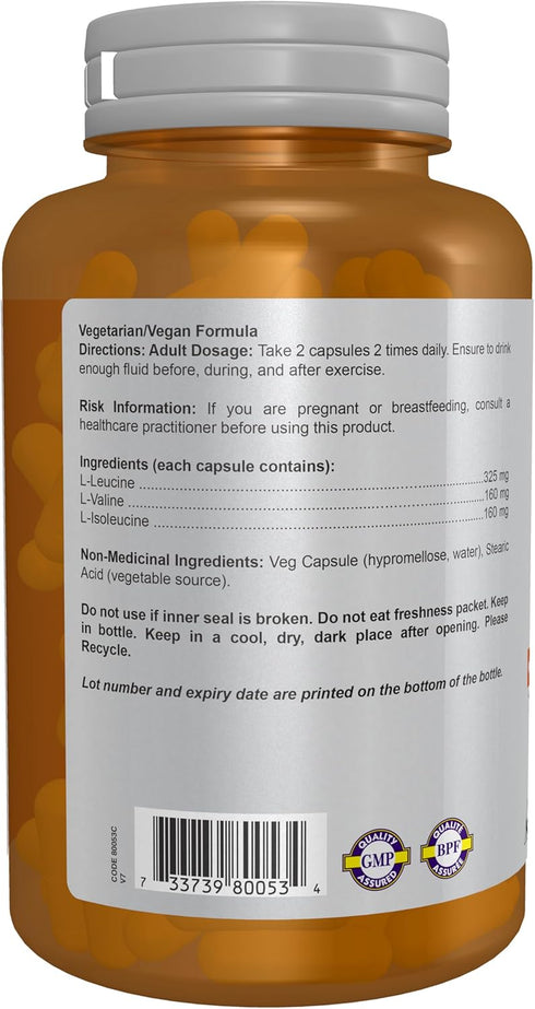 NOW Sports Nutrition, Branched Chain Amino Acids, With Leucine, Isoleucine and Valine, 120 Veg Capsules...