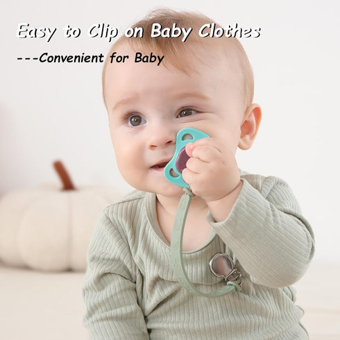 Silicone Pacifier Clip, Seposeve Pack of 3 Baby Pacifier Teether Clip with 4 Texture, Soft Flexible Silicone Pacifier Leashes & Cases for Boy and ...