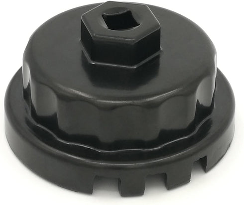 Aluminum Cup Wrench for Removing Toyota Oil Filter Caps, 64mm Flute, Fits 2.5L to 5.7L Engines, Black...
