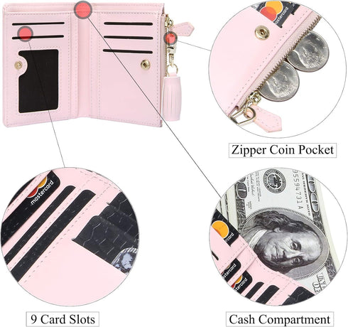 GEEAD Small Wallets for Women Bifold Slim Coin Purse Zipper ID Card Holder...