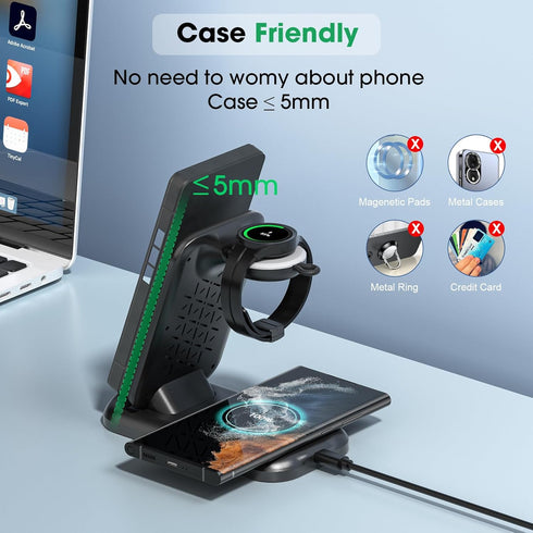 for Samsung Wireless Charger, 3 in 1 Charging Station for Galaxy S23 S22 S21 S20 Ultra FE/Note 20 10/Z Flip Fold Series,Watch 5 Pro/5/4/3/Active 2...