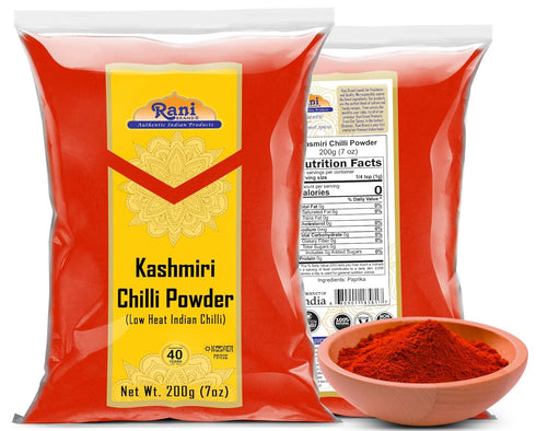 Rani Kashmiri Chilli Powder (Deggi Mirch, Low Heat) Ground Indian Spice 7oz (200g) ~ All Natural, Salt-Free | Vegan | No Colors | Gluten Friendly ...