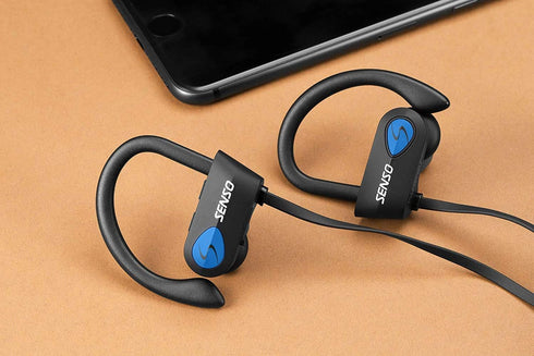 Senso Bluetooth Headphones, Best Wireless Sports Earphones w/Mic IPX7 Waterproof HD Stereo Sweatproof Earbuds for Gym Running Workout 8 Hour Batte...
