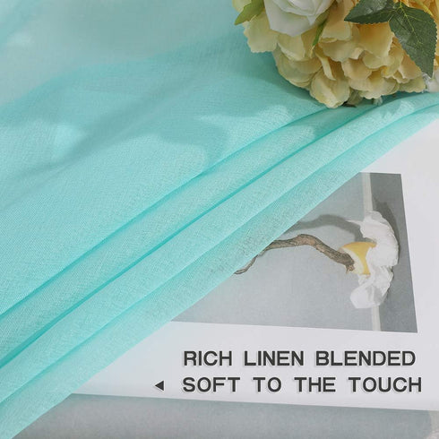 MIULEE 2 Turquoise Semi Sheer Window Curtains Elegant Grommet Top Voile Panels/Drapes/Treatment Aqua Blue Linen Textured for Bedroom Living Room D...